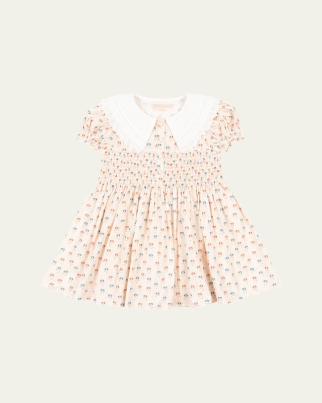 Girl's Midsummer Smocked Floral-Print Dress, Size 2-10